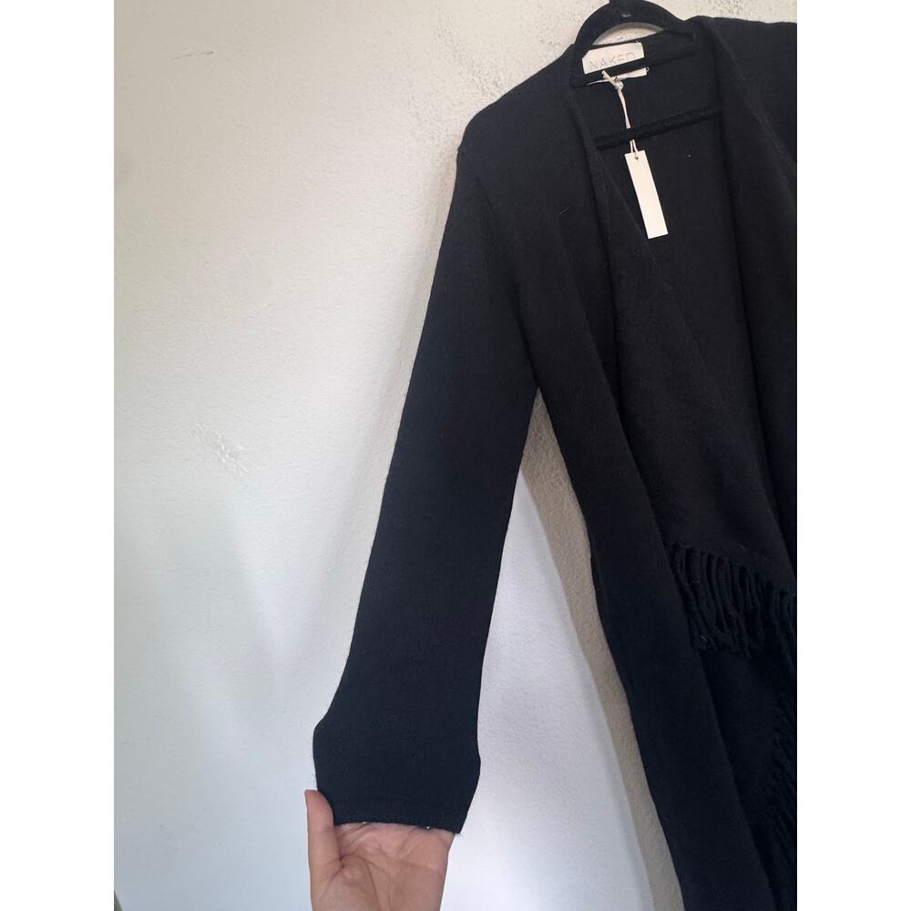 NakedCashmere 100% Cashmere Fringe Long Cardigan Sweater Black Size S - Picture 10 of 10
